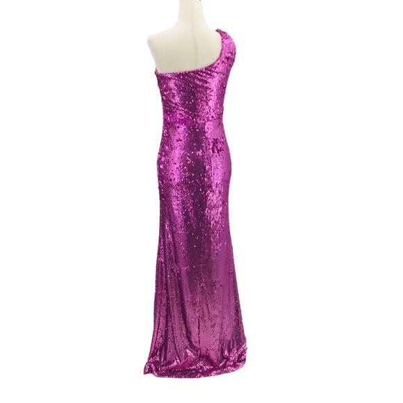 LULU'S  XS Pink Prom Perfect Cutout One-Shoulder Sequin Gown NEW B52 *flaw - Picture 3 of 15